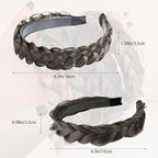 2PC Braided Headband with Tooth – Wide Faux Hair Braid Wig Hairband, Messy Fishbone & Geflochten Haarband Shape – for Women Fashion Accessories for Oktoberfest, Wedding, Parties, Comb Fit(Black Brown)