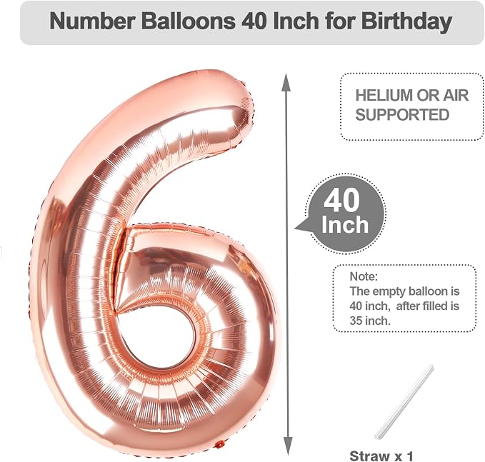 Number Balloons 40 Inch Rose Gold 5 Balloon - Image 5