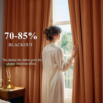 Orange Velvet Curtains for Nursery Cafe Store, W52 x L96, 2 Panels | Nursery - Image 3