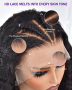 9x6 SKINLIKE Real HD Lace Closure Wig, Water Wave 180% Density 0.10mm Ultra-thin Swiss Lace Pre-plucked Bleached Small Knots With Baby Hair Glueless Wigs Human Hair Wigs 22 Inch