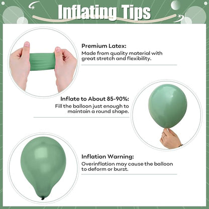 Pink and Green Balloons, 12 Inch Sage Green and Light Pink Gold White Balloons - Image 8