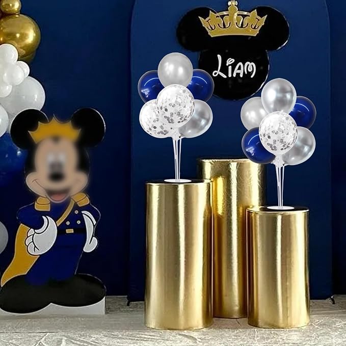 TONIFUL 6 Set Navy Blue Silver Balloon Stand Balloon Centerpieces - Image 6
