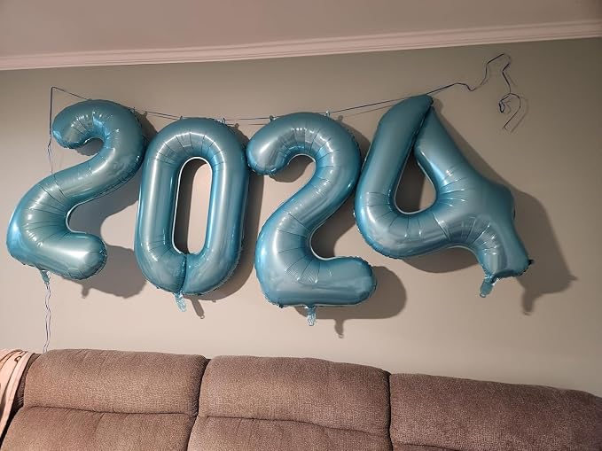 1 Balloon Numbers Birthday Decorations, 40In Pearl Blue Balloons - Image 4