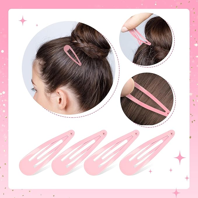 2 Inch Light Pink Hair Clips Barrettes Metal Snap Clips for Women Durable Water Drop Ideal Hair Accessories for Hairdressing Wedding and Everyday Use 20 pcs