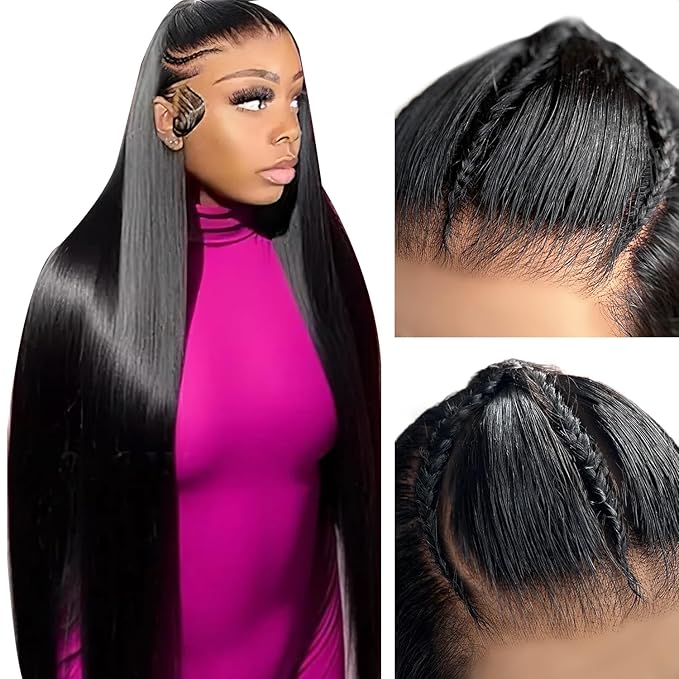 250 Density HD Lace Front Human Hair Wigs For Black Women 15A Grade Bleach Knots Glueless Wear and Go 9X6 Pre Braided Wig 9x6 Straight Lace Frontal Wigs Human Hair Pre Plucked Pre Cut 26inch