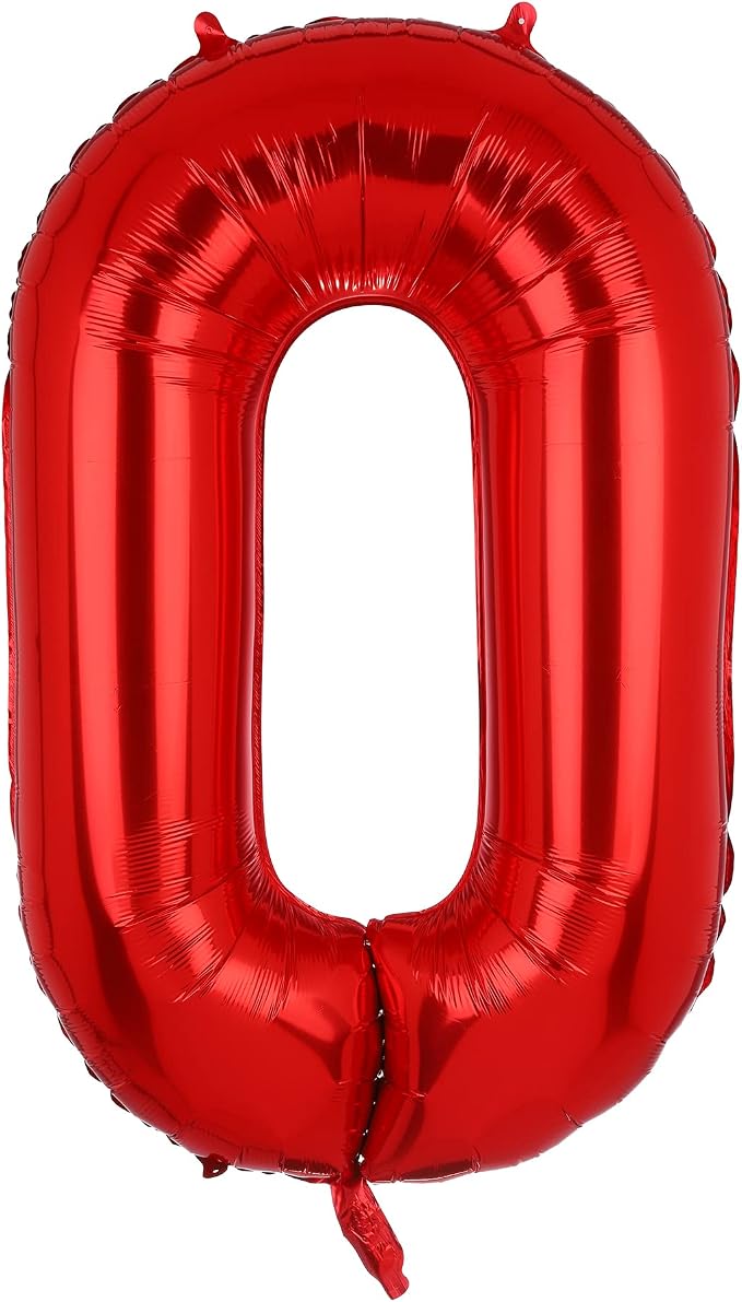 40 Inch 0 Red Number Balloons Mylar Foil Balloon 10th Birthday Party Decor | by GGDE