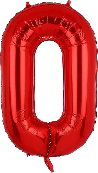 40 Inch 0 Red Number Balloons Mylar Foil Balloon 10th Birthday Party Decor | by GGDE