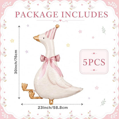 Pink Goose Foil Balloons, 30 Inch 5PCS Goose Birthday Party Decorations | Large - Image 2
