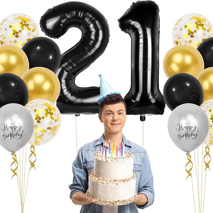 21st Birthday Decorations for Him, 40 inch 21 Balloon Numbers - Image 5