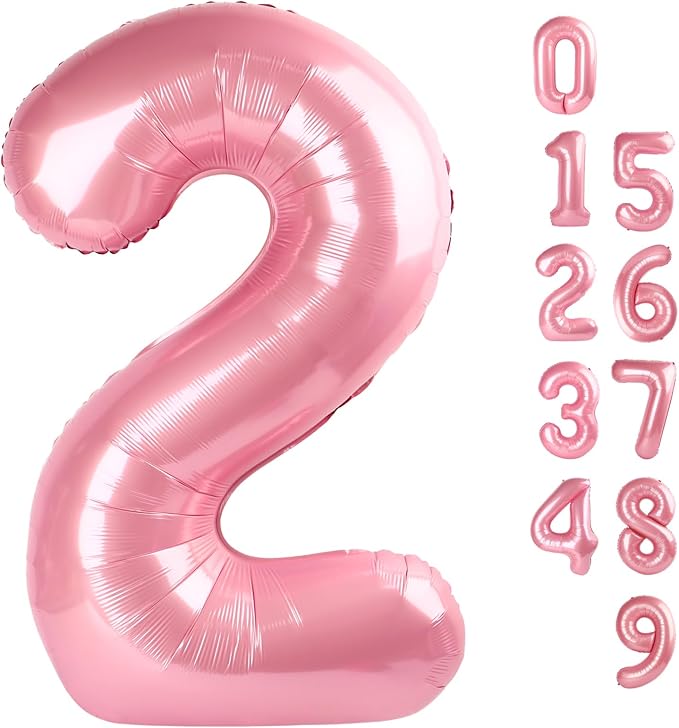 Number 2 Balloons 40 Inch for 2 22 Birthday Party Decorations, Pastel Pink | by Mluchee