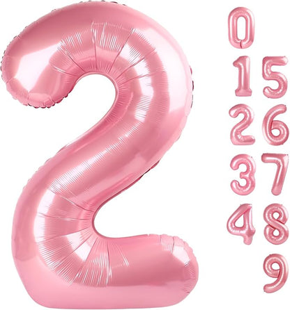 Number 2 Balloons 40 Inch for 2 22 Birthday Party Decorations, Pastel Pink | by Mluchee