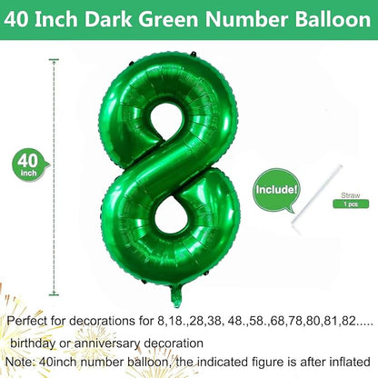 Green Number Balloons, 40 Inch Dark Green Balloon 8.8 Helium Balloon 8th - Image 2