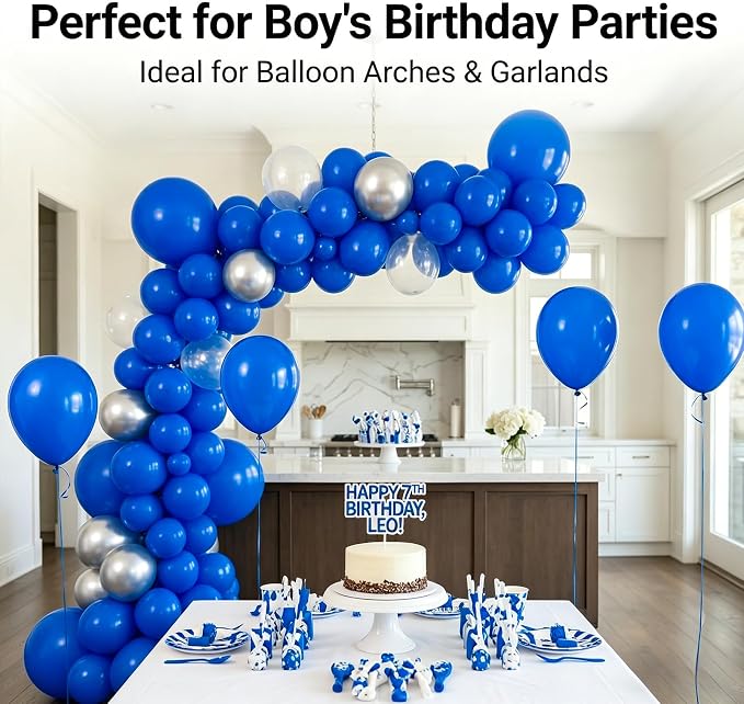 40pcs Royal Blue Balloons 12 Inch, Matte Dark Blue Latex Balloons | Balloons - Image 5