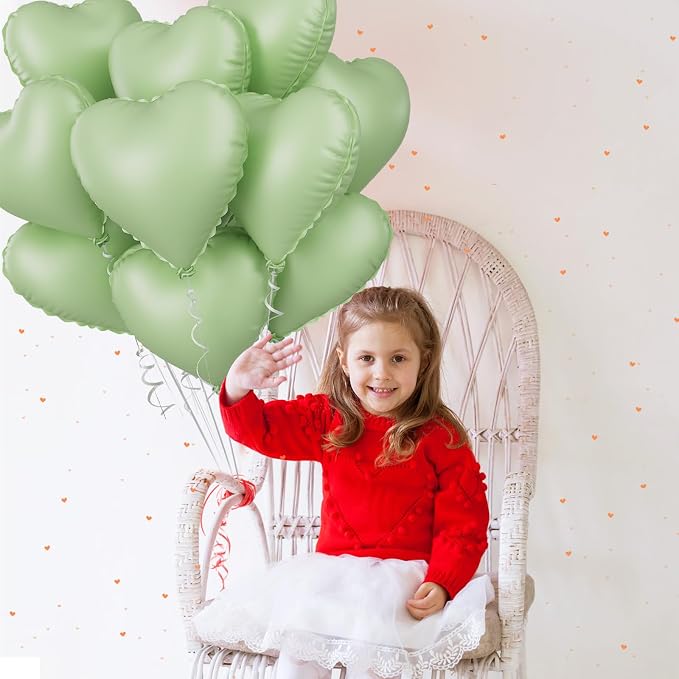 Sage Green Heart Balloon, 18inch Olive Green Heart Shape Balloons - Image 8
