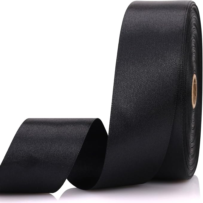 1-1/2 Inch 60 Yards Black Solid Satin Ribbon by Unknown