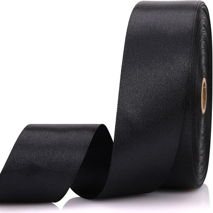 1-1/2 Inch 60 Yards Black Solid Satin Ribbon by Unknown