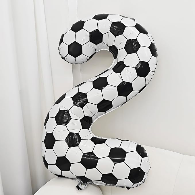 Black White Soccer Number 4 Balloon 4nd Birthday Decoration 40in 4 Balloon | - Image 4
