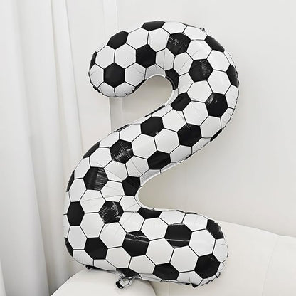 Black White Soccer Number 4 Balloon 4nd Birthday Decoration 40in 4 Balloon | - Image 4