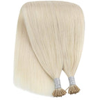 YoungSee I Tip Hair Extensions Human Hair Blonde Itip Hair Extensions Platinum Blonde 20 Inch 50s 50g Invisible I-Tip Extensions Add Length and Volume