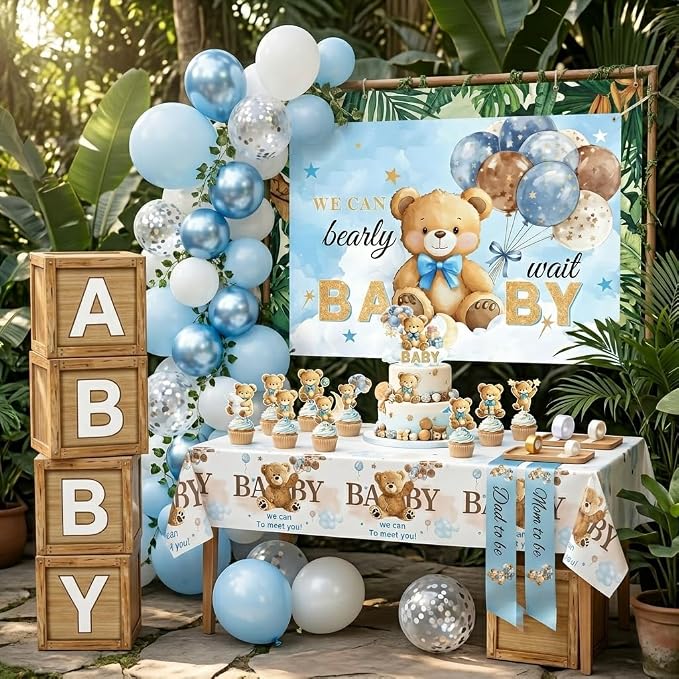 Bear Baby Shower Decorations We Can Bearly Wait Baby Shower Party Supplies - Image 7