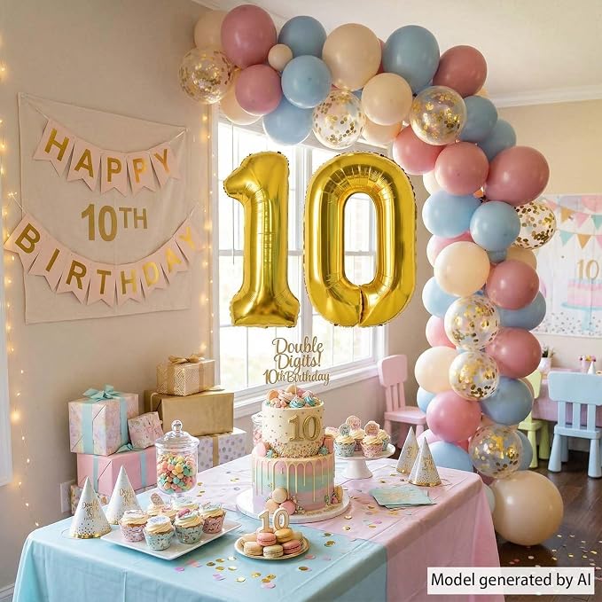 Gold Number 10 Balloon 40 Inch, Foil Numeral - Image 6