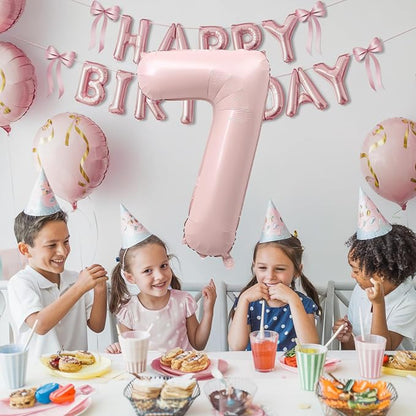 Light Pink Number Balloon 7, 40 Inch Large Self Inflating 7 Foil Number - Image 6