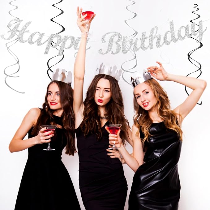 Black White Silver Birthday Party-decorations - Image 6