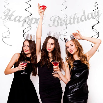 Black White Silver Birthday Party-decorations - Image 6