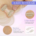 Hairro Bangs Hair Clip 3D 360°Cover Clip On Bangs Remy Human Hair Topper With Bangs Fringe French Bangs With Temples Clip In Bangs Hair Extensions 8 Inches 10g #60 Platinum Blonde