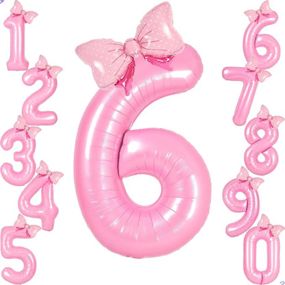 Pink 6 Balloon Number Pink Birthday Decorations by Unknown