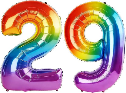 40 Inch Number 29 Balloons for 29th Birthday Party Decorations, 0-100 Rainbow by FOBELEC