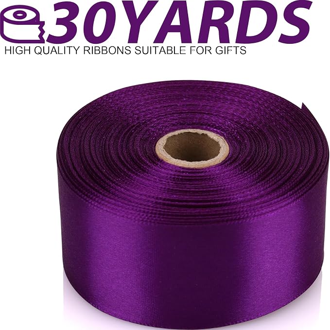 1-1/2 Inch 30 Yards Purple Solid Satin Ribbon - Image 2