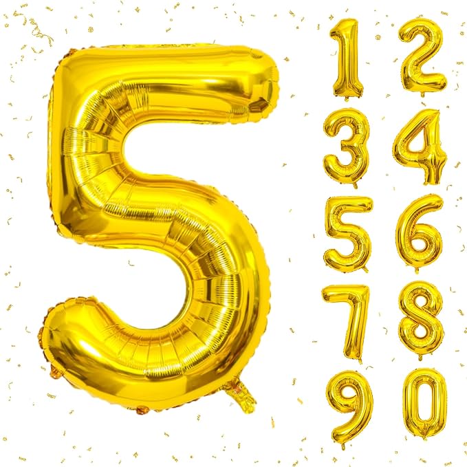 40 Inch Gold Number Balloons, Helium Mylar Foil Number Balloons by Unknown