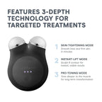 NuFACE MINI+ Microcurrent Facial Device Kit - FDA Cleared Face Sculpting & Skin Tightening Device to Contour, Lift & Tone + Microcurrent Gel Activator & Silk Creme - Midnight Black