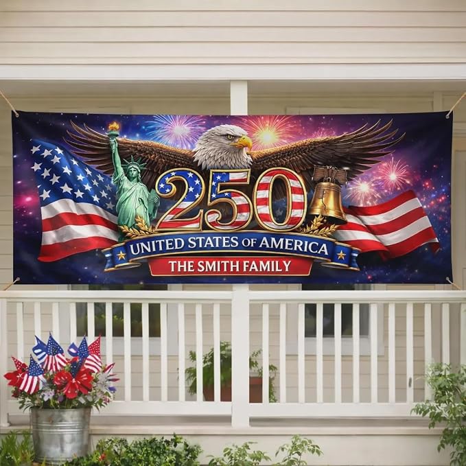 Personalized 250 Years of Freedom USA Banner 1776-2026, Patriotic American - Image 3