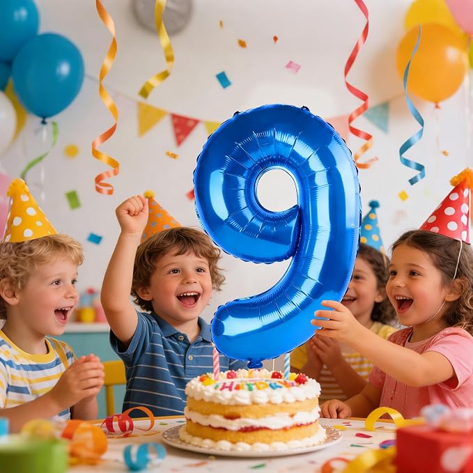 40 Inch Number 9 Balloons for 9th Birthday Party Decorations, 0-100 Dark Blue - Image 2