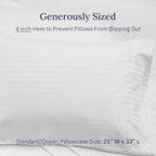 California Design Den Standard Queen Size Pillowcase Set - 400 Thread Count, 100% Cotton Sateen, Set of 2 Pillow Covers, Soft and Breathable - Striped Bright White