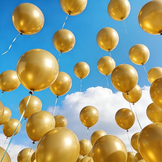 LOLStar Metallic Gold Balloons, 12 inch Latex Round Balloon | Birthday - Image 8