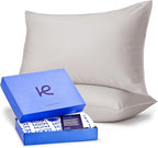 Kickoff Viscose Bamboo Pillowcase, Standard, Set of 2, 100% Organic Hidden Zippered Viscose Bamboo Pillow Case Standard Size, Cooling Pillow Cover for Hot Sleepers (20"x26", Dove Grey)
