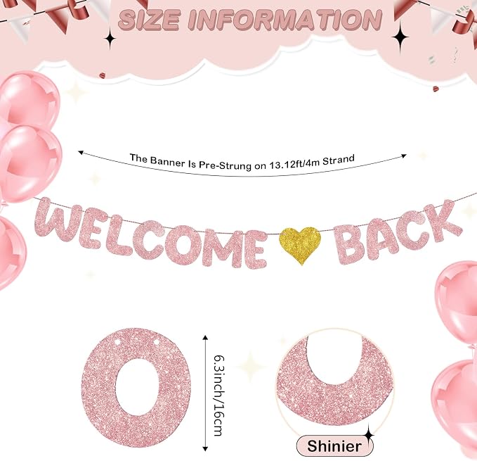 Fulmoon Pre Strung Welcome Back Glitter Banner First Day of School Party - Image 3