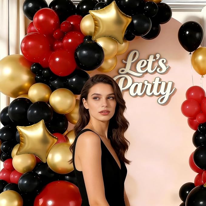 Red Black Gold Balloon Garland Arch Kit - Image 3