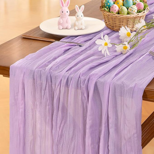 Cheesecloth Table Runner Summer Boho Wedding Birthday Party Home Decor | Lilac by Socomi