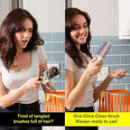 Curly Hair Brush Detangler Comb - Self Cleaning Hair Brushes for Women - Roller Retractable Travel Hairbrush - Rose Gold White Christmas Gifts