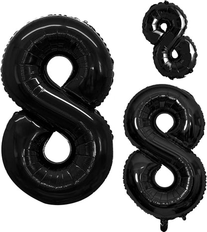 Black Foil Balloons Number 8, Huge Number Balloons by GOER