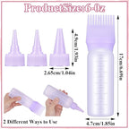 Hair Oil Applicator Bottle Hair Dye Brush Hairs Oil Bottle Root Comb 6 Ounce Reusable Hairs Oiling Color Tools with Graduated Scale and 3pcs Pointed Mouth Cover for Scalp Women Men