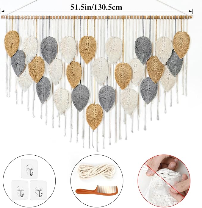 Large Macrame Wall Hanging Boho Woven Tapestry Chic Modern Home Decorations | - Image 2