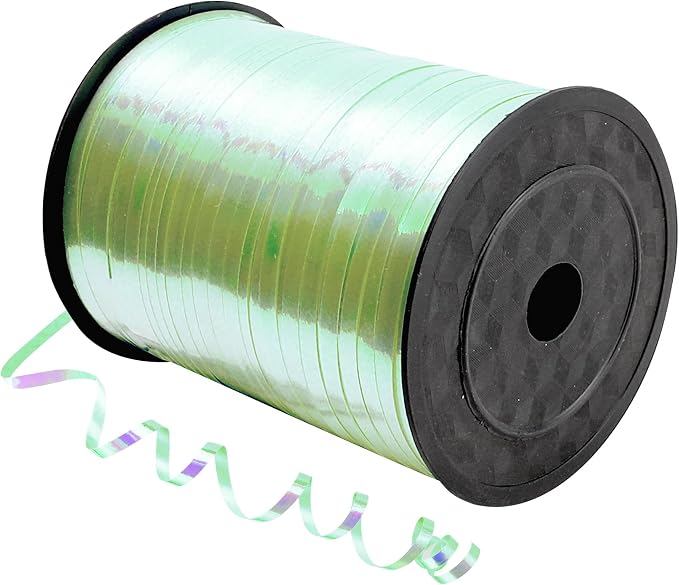 500 Yard Lime Green Iridescent Curling Ribbon, 1/5 Inch Crimped Ribbons by Unknown