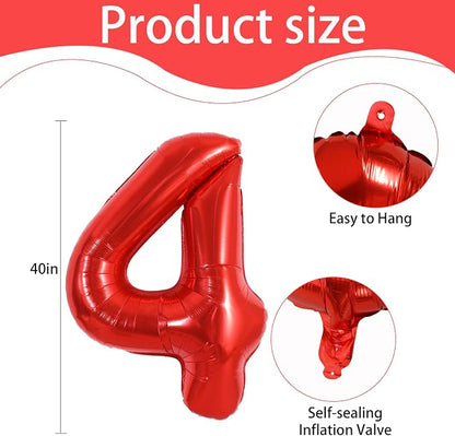 40 Inch Red Foil Number 4 Balloon - Image 3