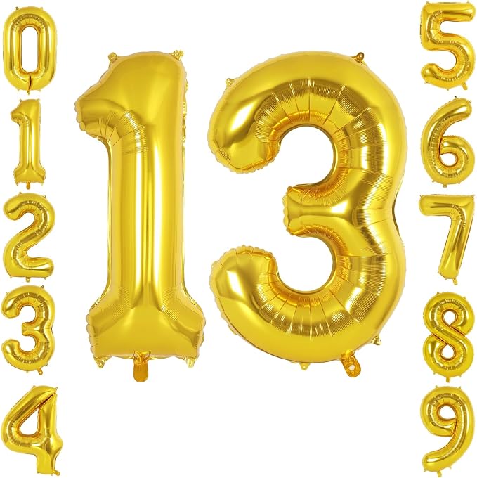 40 Inch Gold Number 13 Foil Balloon by TNCDJKPA