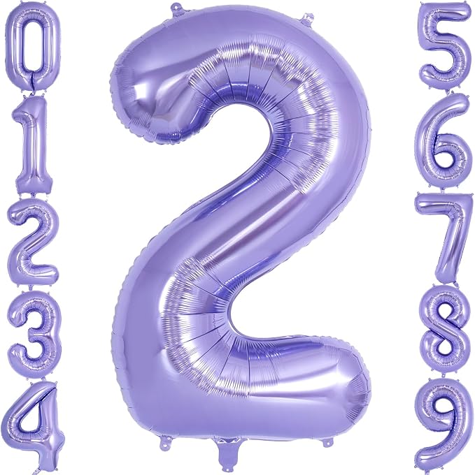 Purple Number 2 Balloon 40 Inch, Big Large Foil Helium Number Balloons by AIQINHU